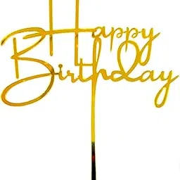 Propsicle Happy Birthday Acrylic Elegant Cake Topper Pack of 1 Golden Cake Decoration item-picture-34