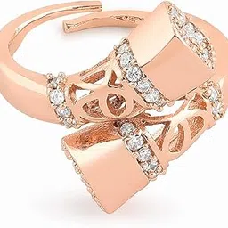 ami Rose Gold Tone Contemporary Cubic Zirconia Bling Brass Finger Ring For Women-ZPFK19843-picture-42