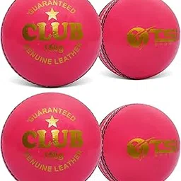 TSI Sports Club Cricket Ball Pink 4 Piece Leather Ball 20 Over Hard Cricket Ball Cork Inner A Grade Seasoned Ball Pack of 4-picture-60