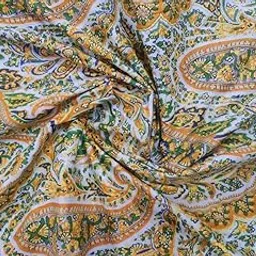 HARUSHA Floral Printed 2.5,Meter 100% Cotton Fabric Cloth Block Print Floral Print Fabric Running Running Jaipuri Printed Women Dress Material Kurtis Natural 44''inches Width (2.5 Meter, Yelllow)-image-5