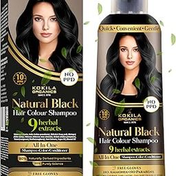 kokila NO PPD Shampoo Hair Colour - Black 400ml for Women and Men | Natural Extracts | Colours Hair in 10 Minutes | Ammonia Free, Paraben Free - 10 Pair Free Gloves-picture-49