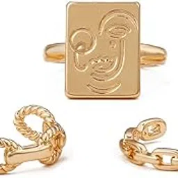 shining diva fashion Latest Stylish Metal Boho Midi Finger Rings for Women and Girls - Set of 3 (D13048r), Golden image 1