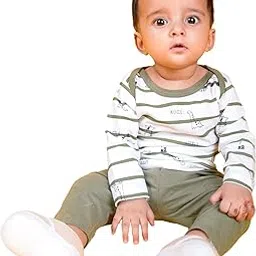 Relaxed-Fit Trendy T-Shirt and Pant Set for Baby Girls | Cotton | White/Green | 12-18 Months | KIDS13996-image-2