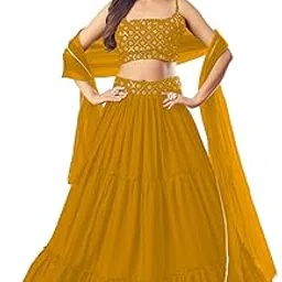 jinimart Women's Georgette Semi Stitched Lehenga Choli For Wedding (wedding Ghaghra Cholis SF-ver2no Red1 Free Size)-picture-28