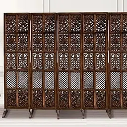 Wood Divider Partition Versatile Privacy Screen for Living Room Room Divider (6 Feet for Living Room/Bedroom/Office/Restaurant (Brown) (5 Panel with Stand)-picture-41