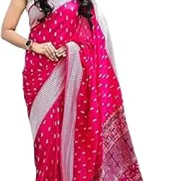 vs trends Womens Banarasi Soft Silk Saree Small White Flower Design Solid Jacquard Weave with Exclusive Jacquard Border Blouse 5.5 Meter Saree 0.8 Meter Unstitched Blouse-picture-36