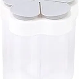 3xTransparent 5 Grids Flip Spice Shaker Jars Net Shaped Pouring Port Grey | 1 Piece Empty Spice Dispenser(3 Pack)-image-0