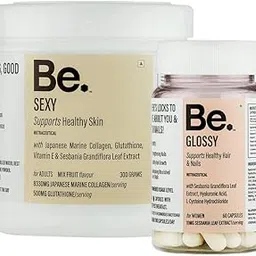 Be Fabulous Combo for Women | Collagen & Biotin Supplement Bundle | Supports Radiant Skin, Strong Hair & Healthy Nails | Marine Collagen Powder + Hair Growth & Nail Strength Capsules (60 Capsules + 300g)-image-10