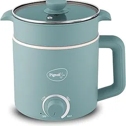 Pigeon by Stovekraft Swift Plus Multi-Cook Kettle 1.5L, with Stainless Steel Steamer, Egg Rack - Blue | Double Layered | Food Grade Stainless Steel Inner wall | Glass Lid | Auto Shut-off-image-4