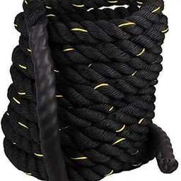 Cliff Fitness Ployester Battle Rope for Gym, Battle Rope for Home, Heavy Battle Rope, 1.5 Inches Diameter (Black-Yellow, 40FT)-image-6