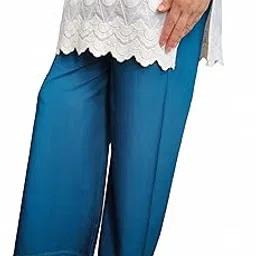 s4m Women's Cotton Rayon Wide Leg Palazzo, High Rise with Elastic Waistband, Comfortable Fit, Available in 30+ Colours, from Sizes L to 7XL-picture-48