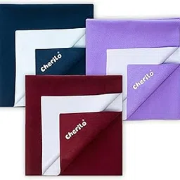 Cherilo Baby Dry Sheet for New Born Waterproof Bedsheet, 3 Small Size Pack (Maroon + Violet + Navy Blue)-picture-41