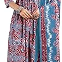 mojilaa Women Cotton Blend Floral & Leaf Printed Flared Kurta With Pant & Dupatta | Cotton Blend Salwar Suit | Floral & Leaf Suit Set | Flared Salwar Kameez-picture-14