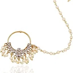 cz stone Gold Plated Nose Pin with Diamond Look CZ and Pearls-picture-28