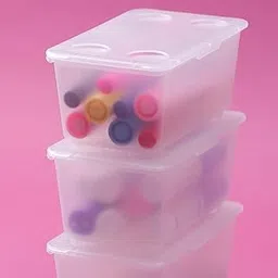 Ikea ASIA GLIS Plastic Rectangular Box with lid (Transparent, 17x10 cm) -Set of 3-picture-35