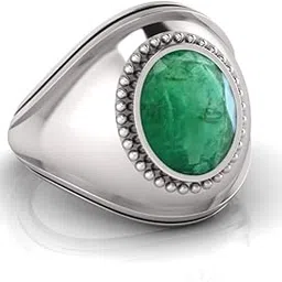 9.25 Ratti Panna Stone Original Certified Emerald Gemstone Adjustable Woman Man Ring With Lab Certificate(LO) Silver-image-2