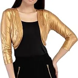 aol Women's Open Neck Short Shrug|Three Quarter Sleeves|Solid Colour|Stretchable & Skin Friendly-picture-46