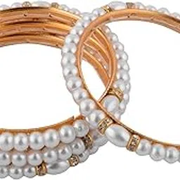 Traditional Pearl Bangles Set, White size 2.6 hyderabadi pearls kulsoomcreations-picture-10