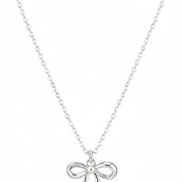 Eshop Women's Pearl Bow Pendant Chain Necklace | Stylish Minimal Necklace for Women & Girls | Imitation Jewellery Woman Necklace | Stainless Steel | Perfect for Gifting, Valentine Day, Birthday, Anniversary, Silver-picture-55