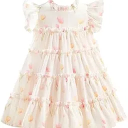 tagas Girls' Princess Dress || Rose Flower Print Kids Dress Dresses | Birthday Frock-picture-16