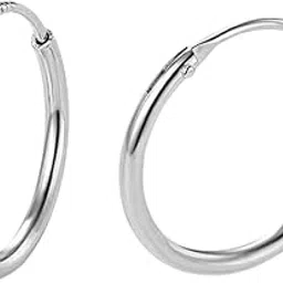 highspark 925 Silver Hoop Earrings | 92.5 Sterling Silver Round Classic Thick Hoop Size 12mm to 20mm - Gauge 12G ie Thickness 2.0mm | Lovely Gift for Women & Girls-picture-27