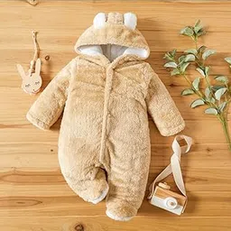 First Kick Baby Wearable Sleeping Bag New Born Hooded Snap Button Closer Security Bag (6-9 Months, Camel)-picture-23
