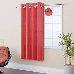 Homestic Pack of 4 Decorative Net Curtain for Windows | 5 Feet Khidki Ke Parde for Living Room, Home & Office | Screen Parde for Door, Balcony & Open Kitchen | Lining - Maroon-image-40
