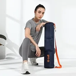 CULT Yoga Mat Carry Bag – Durable Polyester with Adjustable Shoulder Strap, Side Utility Pocket & Mesh Bottle Holder, Water-Resistant, Lightweight & Portable Cover – Fits Yoga Mats up to 6mm –Navy-picture-10