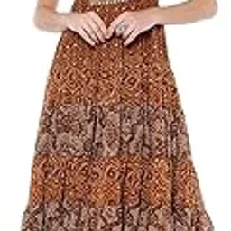 biba Women Georgette Block Printed Strappy Flared Tiered Dress-picture-33