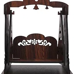 GOJEEVA Premium Engineered Wooden Carved Pattern Designer Laddu Gopal Jhula Wooden Jhula for Ladoo Gopal | Janmashtami Swing | Krishna Kanhai Ji Jhoola for Home Mandir Temple (Dark Brown) (Pack of 1)-picture-25