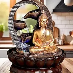 SPLICE Lord Buddha Tabletop Waterfall Fountain: Serenity and Tranquility for Your Home or Office Decor-picture-12