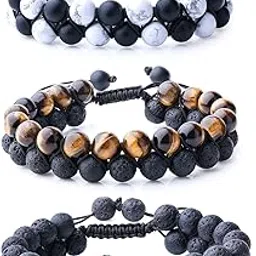 wrcxstone Natural Stone Bracelet Mens Black Lava Rock Bracelet Tiger Eye Gemstone Bracelet Yoga Essential Oil Bracelet Charm Gift-picture-40