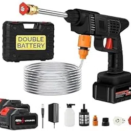 KREZON Cordless Portable Wireless Pressure Washer Gun Double Battery High Pressure Water Gun for Car Wash Bike Washing 48 Walt 12000mah High(Bubble Battery)-image-95