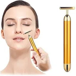 Arsenio 24K Gold Massager Electric Vibration Energy Beauty Bar Facial Massage For Roller Waterproof Face Skin Care T-Shaped Anti Wrinkle For Forehead Neck Cheek (Multi)-image-24