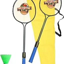 OMEXX Double Shaft 2 Pieces Aluminium Badminton Racquets with 1 Pieces Nylon Shuttle with Full-Cover Set-picture-22