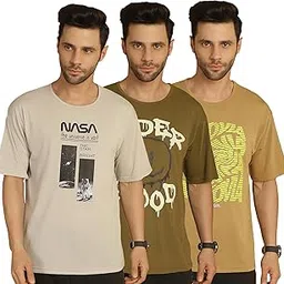 mack jonney Printed Oversized Fit Round Neck Cotton Half Sleeves Tshirt for Men(Pack of 3)-MACK635126-picture-49