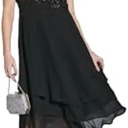 latin quarters Women Black Cap Sleeves V-Neck Solid Party Dress-picture-11