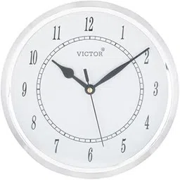 VICTOR Elegant Round Silver Color Plastic Case White Dial Analog Home/Office Decor Wall Clock (Size: 19 x 4.5 x 19 CM | Color: Silver | Weight: 178 grm)-picture-13