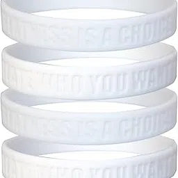 Greatness is a Choice, Create Who You Want to Be Silicone Wristbands with Quote, Rubber Bracelets for Fitness, Workouts, Exercise, Basketball, Weight Training (White (4 Pack))-picture-10