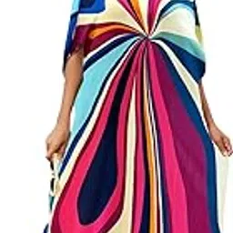 ranrui Swimsuit Coverup Kimonos for Women Bird Geometry Print 3/4 Sleeve Kimono Robe Loose Open Front Kimono Duster-picture-21