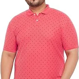 Men's Plus Size Cotton Blend Printed Polo Casual Tshirt BZRBigC-1007-CORAL-picture-31