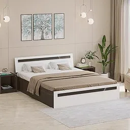 BLUEWUD Pollo King Size Engineered Wood Platform Bed with Storage Box for Bedroom Home Furniture (Wenge & White)-picture-18