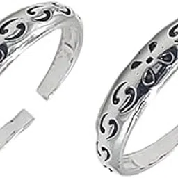 sahiba gems Silver Cut Work Designer Band Toe Rings/Bichiya ~ Pack in 2 Pieces-picture-62