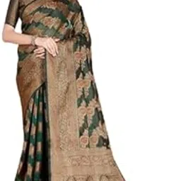 blue wish Women's Kanjivaram Soft Semi Silk Banarasi Sarees With Blouse Piece-picture-20