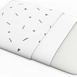 Cherilo Memory Foam Pillow for Kids & Toddlers, Baby Sleeping Pillow for Neck Support Fancy Triangles Pattern - White, Suitable for 1 Year & Above - 20.5" x 11.5" x 2.5"-image-3