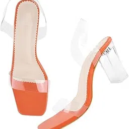Selfiee Casual and Classy Transparent Block Heels Chunky Heel Sandals Comfortable & Trendy Party Heels for Girls & Women-picture-44
