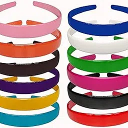 redchimes Multicolor Simple Fancy 20 mm Wide Plastic Teeth Comb Shine Hair Bands Hair Accessories For Girls and Women (Pack Of 12)-picture-44
