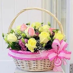 EG2i Mixed Roses Basket with Green Fillers Real Bunch | Handpicked Fresh Flowers Bouquet for Birthday, Love, Anniversary, Valentine’s Day & Special Occasions | Elegant Gift Wrap | Same-Day Delivery-picture-14