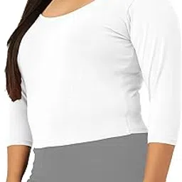 the blazze Women's Cotton Trendy Stretchable Scoop Neck 3/4 Sleeve with Back Scoop Plus Size Readymade Saree Black Blouses for Womens L391-picture-33