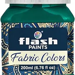 Flash Fabric Color Paint | Green | 200 ml, 7 fl oz Each | High Pigment Strength | Non Fading | Indoor/Outdoor | Non Toxic | Multi-Surface Paint | Made In India-picture-22